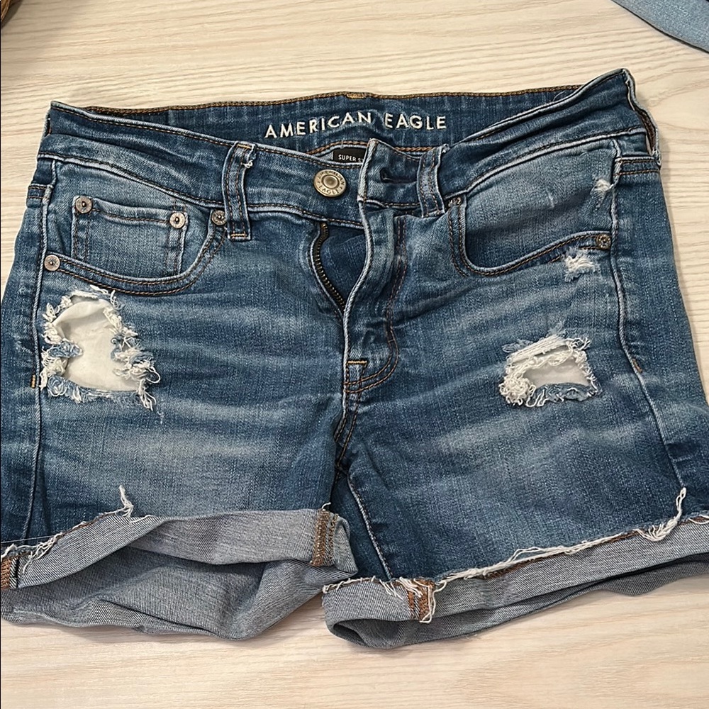 American Eagle midi Distressed Denim Shorts